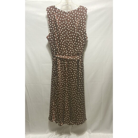 Jessica Howard Womens 24 Brown Polka Dot Maxi Dress with Belt - Picture 8 of 9